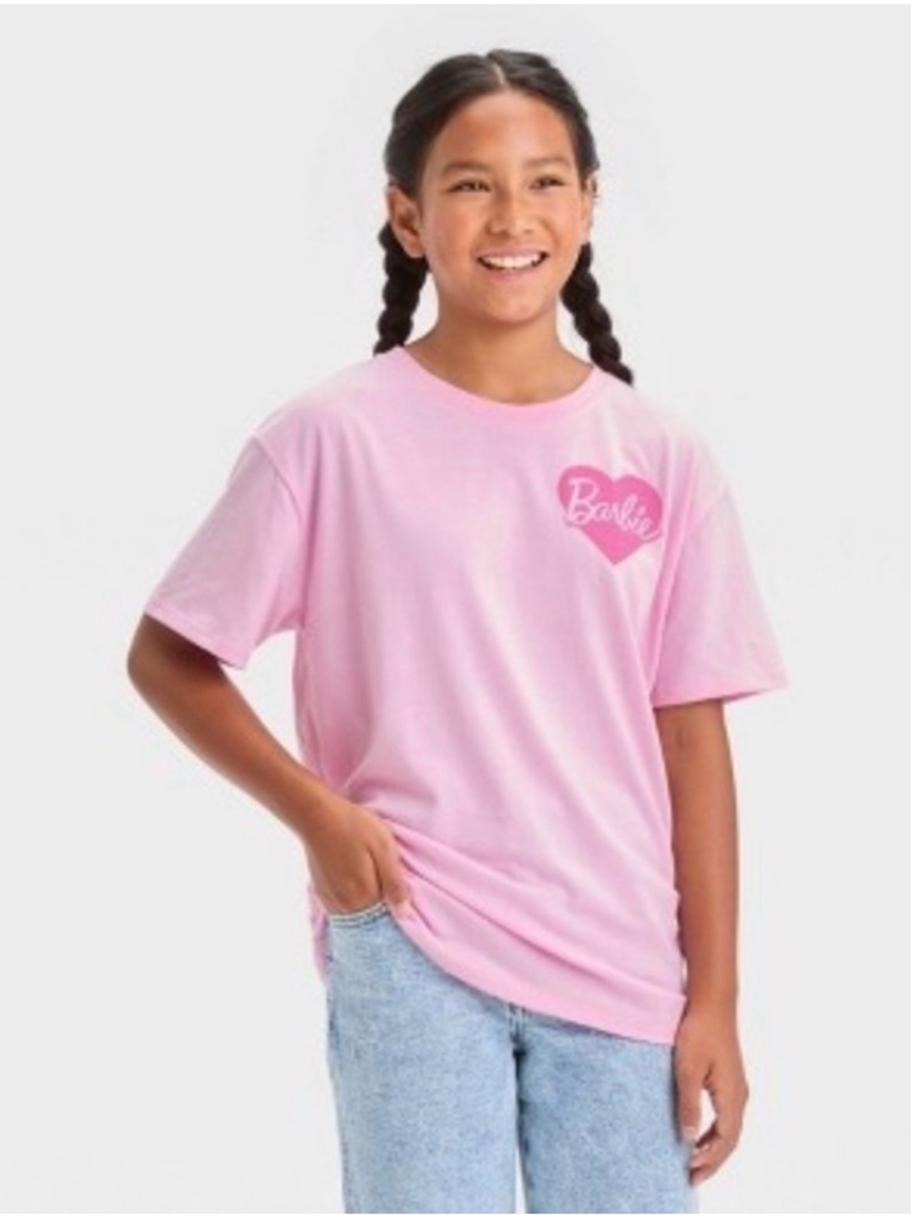 Mattel Barbie Pink Heart Logo Short Sleeve Tee girls size xxl